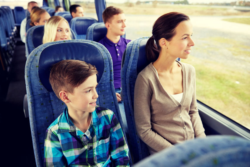 FamilyRidingOnCharterBus